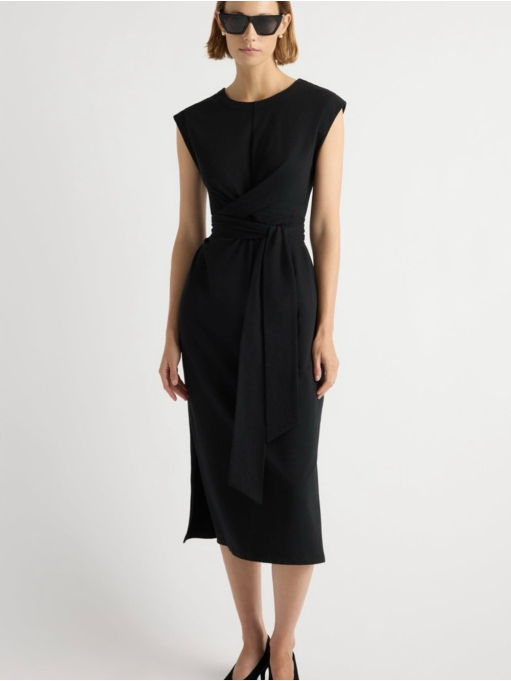 Modern Citizen Black Twist-Waist Midi Dress